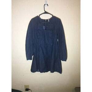Womens Free People Dress Size Small Petite Denim Long Sleeve Flattering Trendy